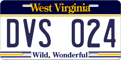 WV license plate DVS024