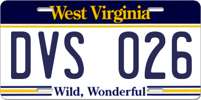 WV license plate DVS026