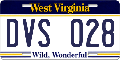 WV license plate DVS028