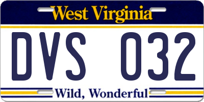 WV license plate DVS032