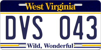 WV license plate DVS043