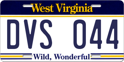 WV license plate DVS044