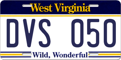 WV license plate DVS050