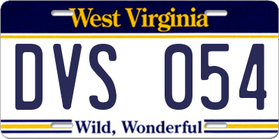 WV license plate DVS054