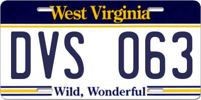 WV license plate DVS063