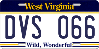 WV license plate DVS066