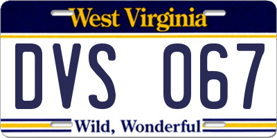 WV license plate DVS067