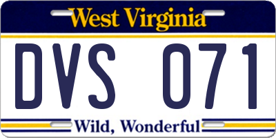 WV license plate DVS071