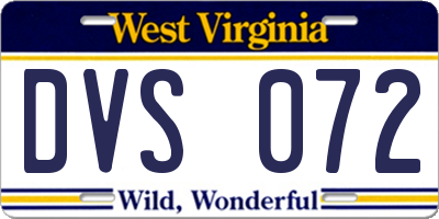 WV license plate DVS072