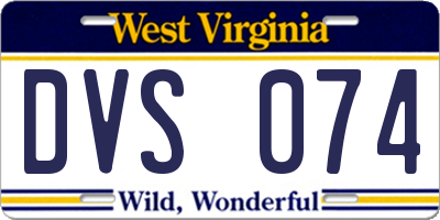 WV license plate DVS074