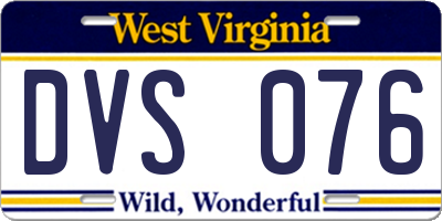 WV license plate DVS076
