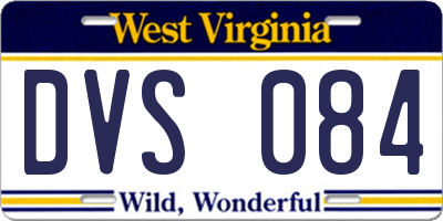 WV license plate DVS084