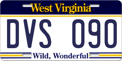 WV license plate DVS090