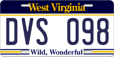 WV license plate DVS098