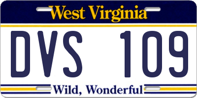 WV license plate DVS109