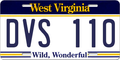 WV license plate DVS110