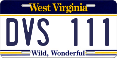 WV license plate DVS111