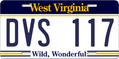 WV license plate DVS117