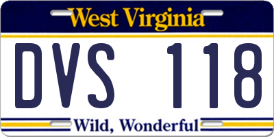 WV license plate DVS118