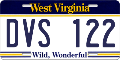 WV license plate DVS122