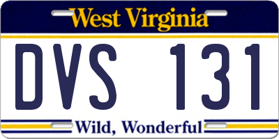 WV license plate DVS131