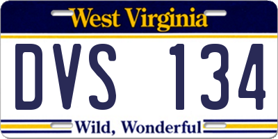 WV license plate DVS134