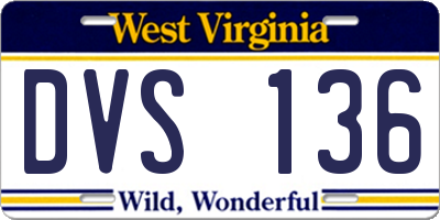 WV license plate DVS136