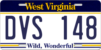 WV license plate DVS148