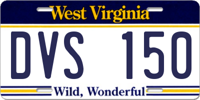 WV license plate DVS150