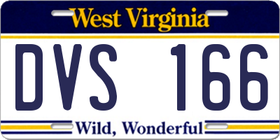 WV license plate DVS166