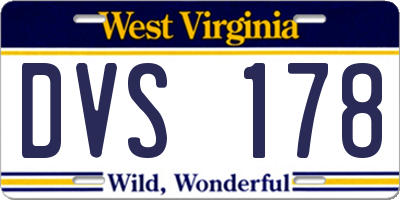 WV license plate DVS178