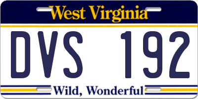 WV license plate DVS192