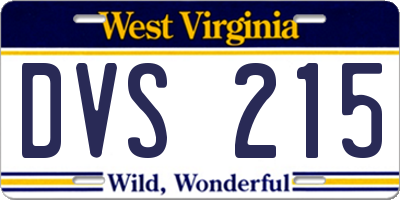 WV license plate DVS215