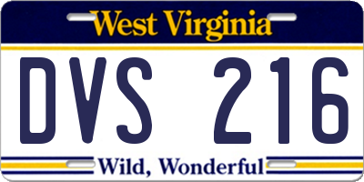 WV license plate DVS216