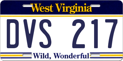 WV license plate DVS217