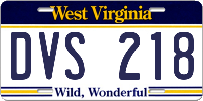 WV license plate DVS218