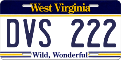 WV license plate DVS222
