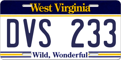 WV license plate DVS233
