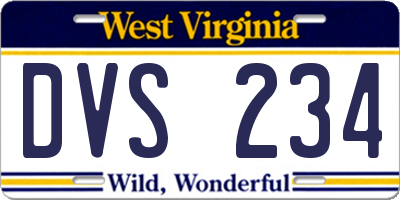 WV license plate DVS234