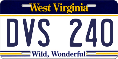 WV license plate DVS240
