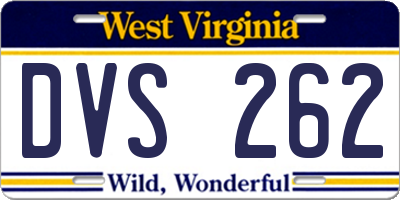 WV license plate DVS262