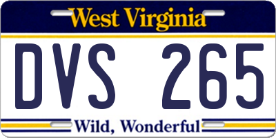 WV license plate DVS265