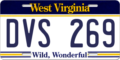 WV license plate DVS269