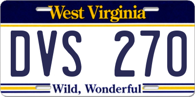 WV license plate DVS270