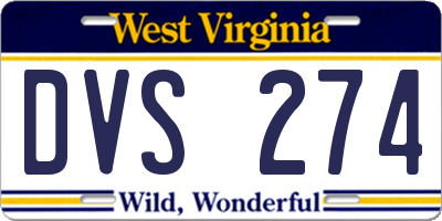 WV license plate DVS274