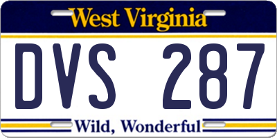 WV license plate DVS287