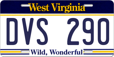 WV license plate DVS290