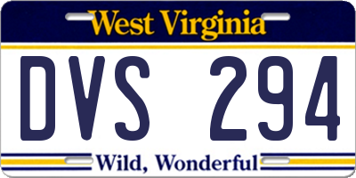 WV license plate DVS294