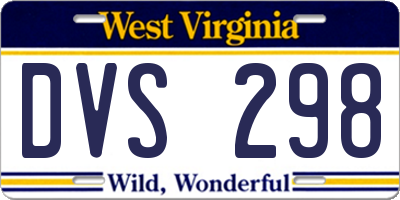 WV license plate DVS298