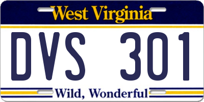 WV license plate DVS301